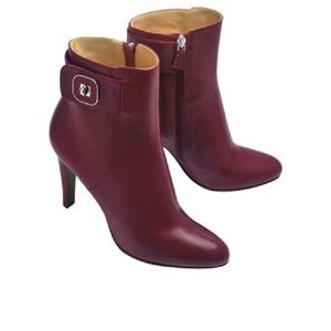 NEW Longchamp Gatsby Burgundy Leather Ankle Boot